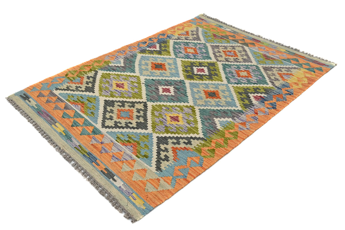 Maimana Kilim Afghan Rug – Apricot Diamond