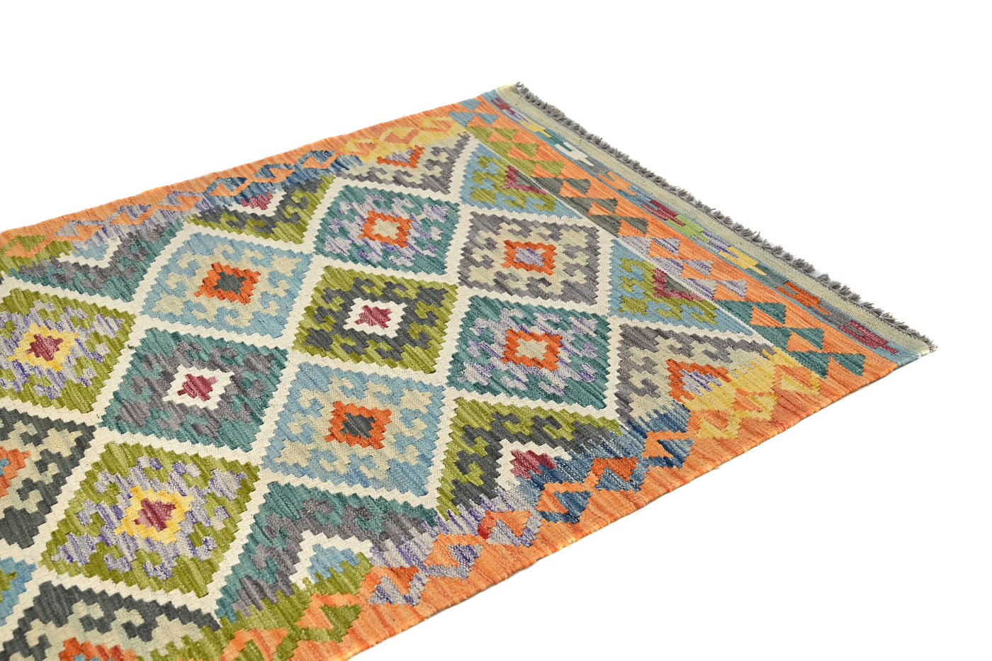 Maimana Kilim Afghan Rug – Apricot Diamond