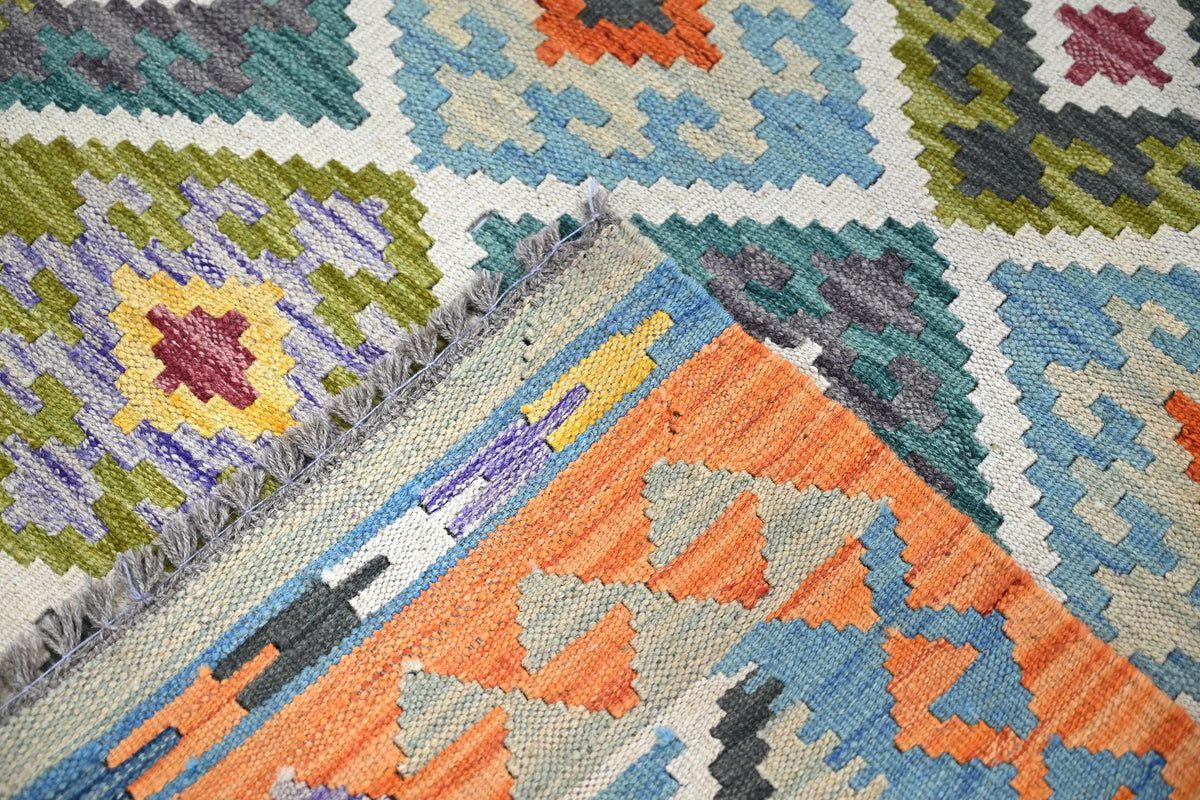Maimana Kilim Afghan Rug – Apricot Diamond