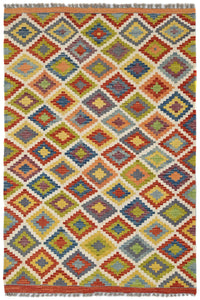 Maimana Kilim Afghan Rug – Desert Mosaic