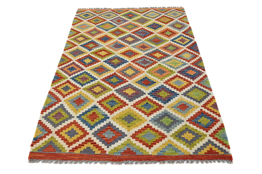 Maimana Kilim Afghan Rug – Desert Mosaic