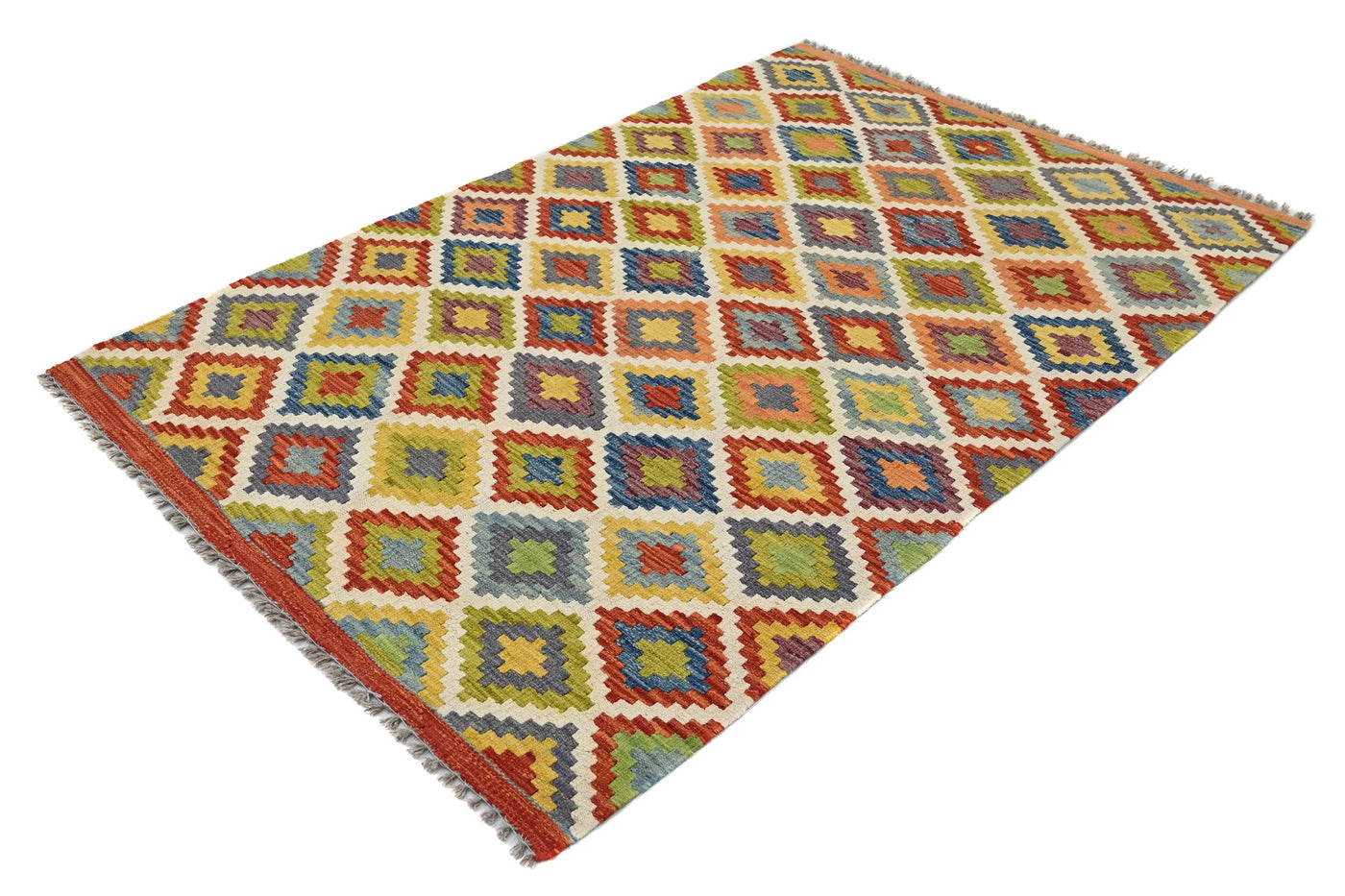 Maimana Kilim Afghan Rug – Desert Mosaic