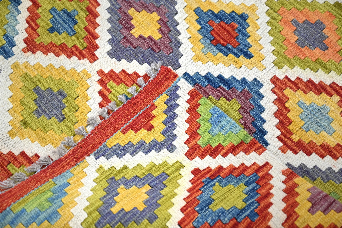 Maimana Kilim Afghan Rug – Desert Mosaic