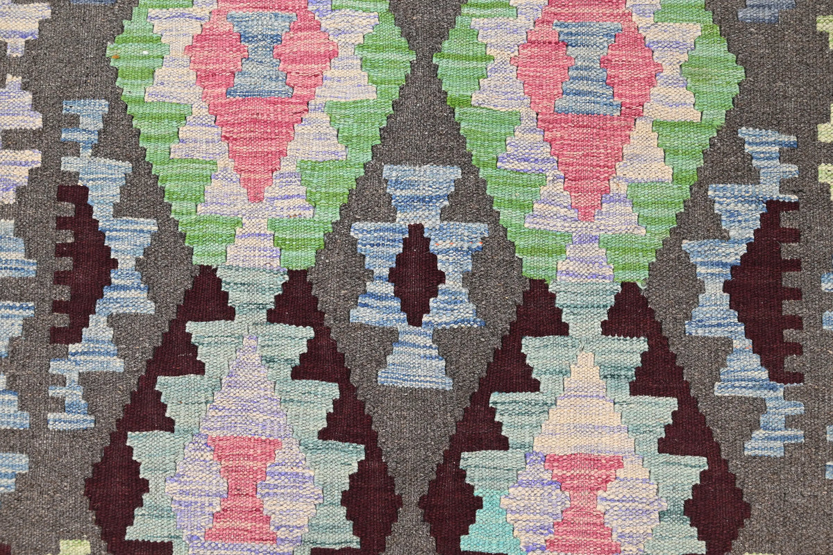 Maimana Kilim Afghan Rug – Charcoal Horizon