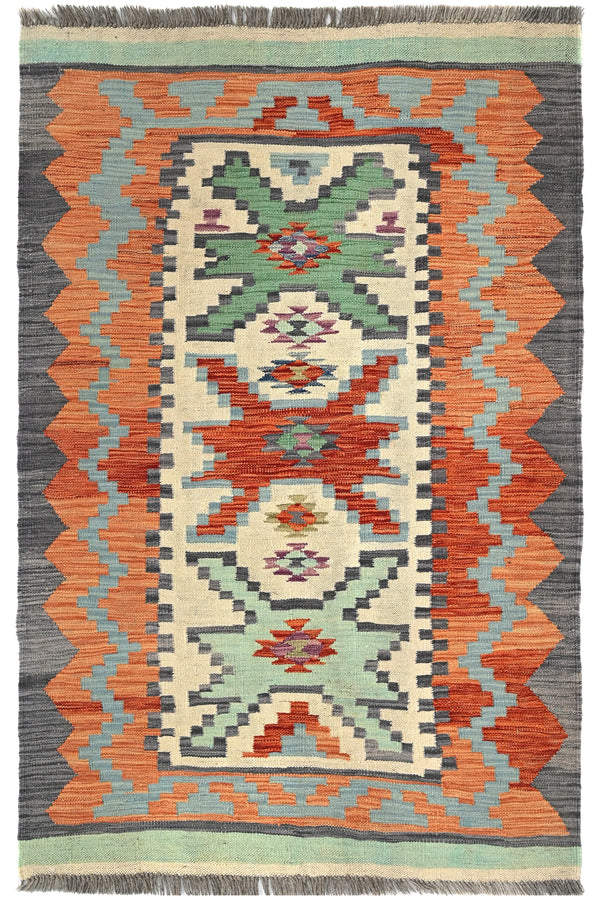 Maimana Kilim Afghan Rug – Copper Stack