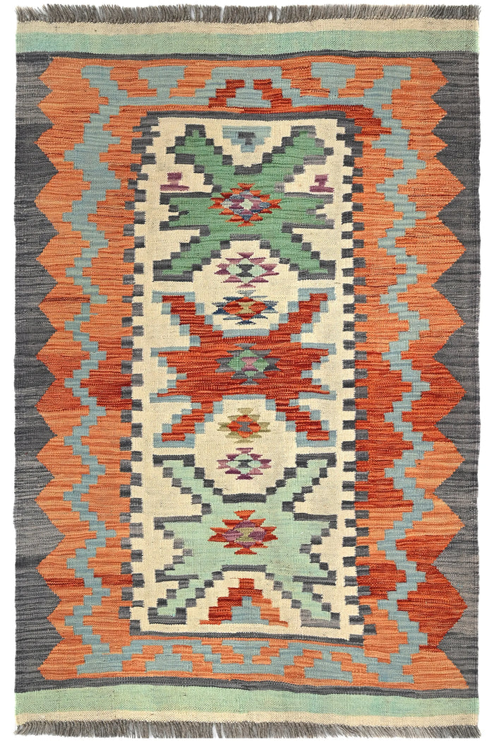 Maimana Kilim Afghan Rug – Copper Stack