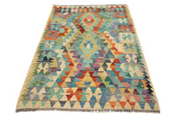 Maimana Kilim Afghan Rug – Azure Hourglass