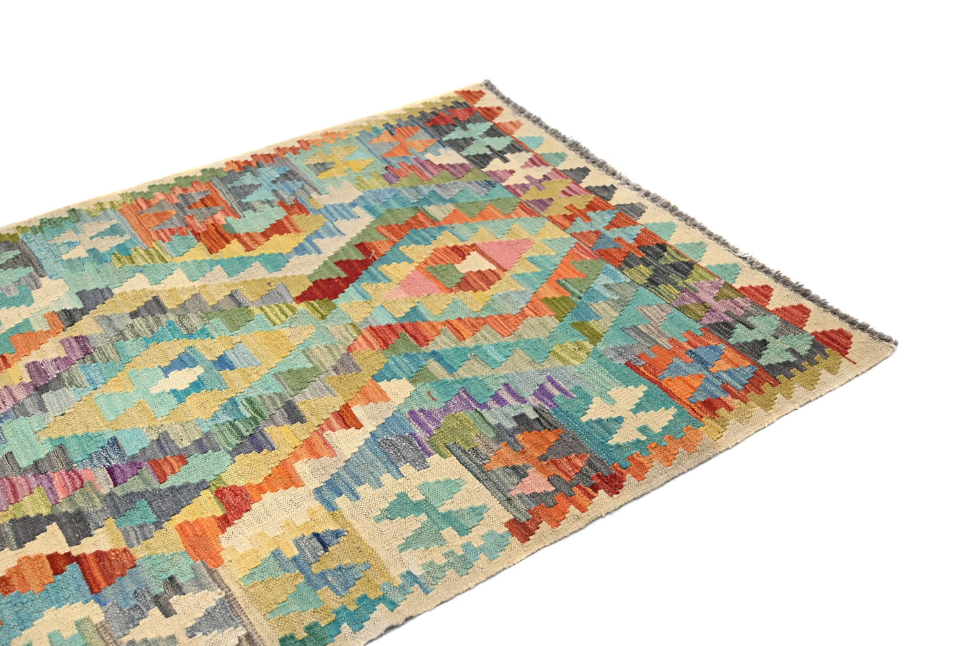 Maimana Kilim Afghan Rug – Azure Hourglass