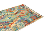 Maimana Kilim Afghan Rug – Azure Hourglass