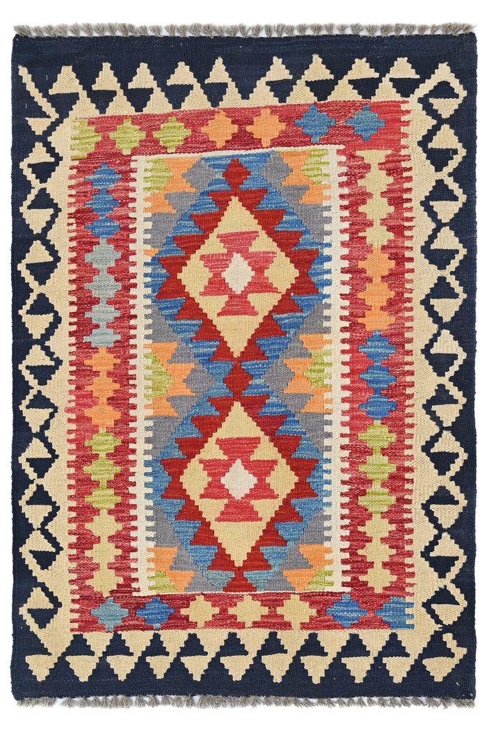 Maimana Kilim Afghan Rug – Indigo Facet