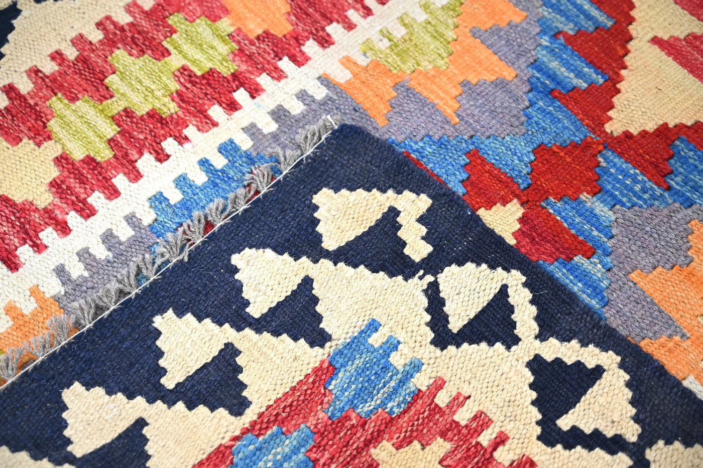 Maimana Kilim Afghan Rug – Indigo Facet