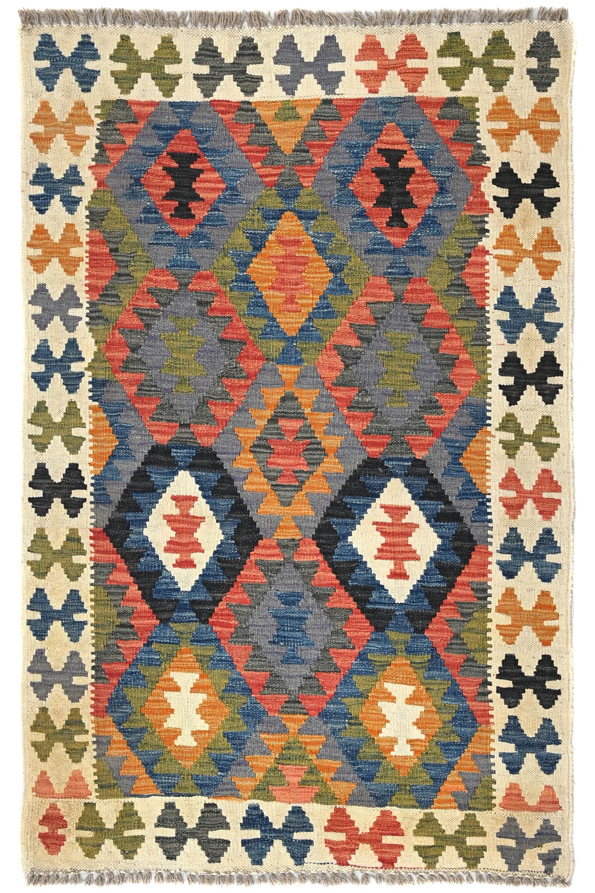Maimana Kilim Afghan Rug – Slate Compass