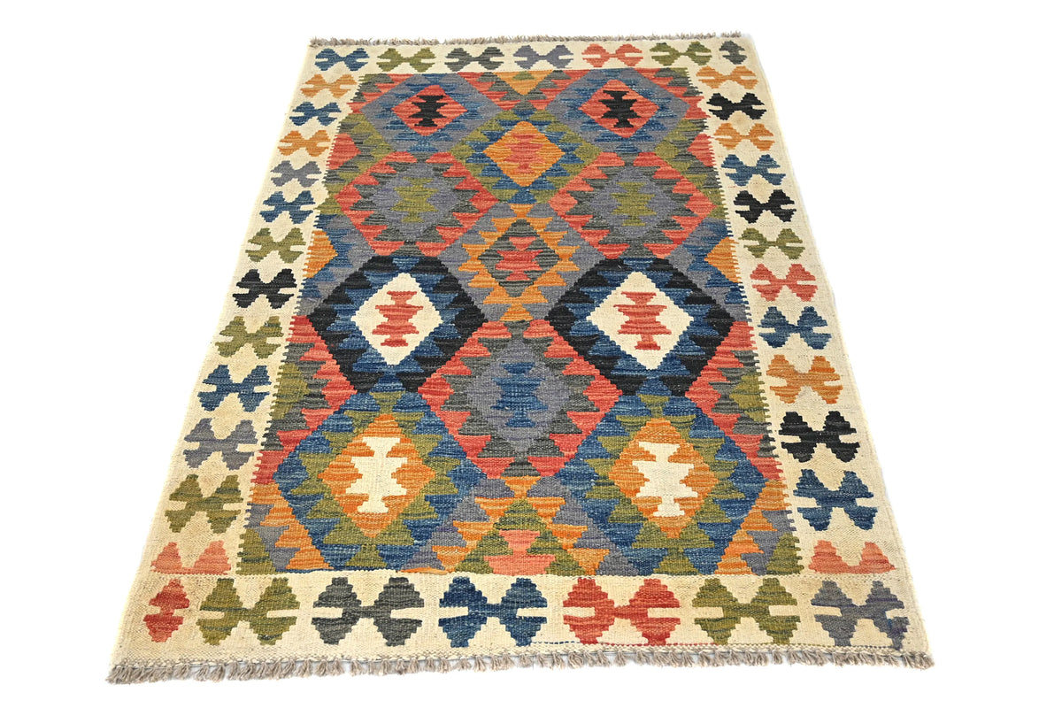 Maimana Kilim Afghan Rug – Slate Compass