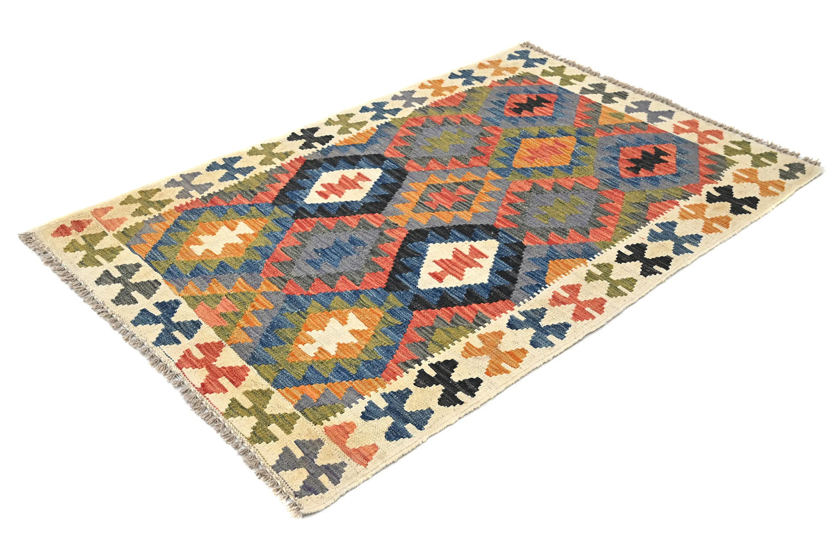 Maimana Kilim Afghan Rug – Slate Compass