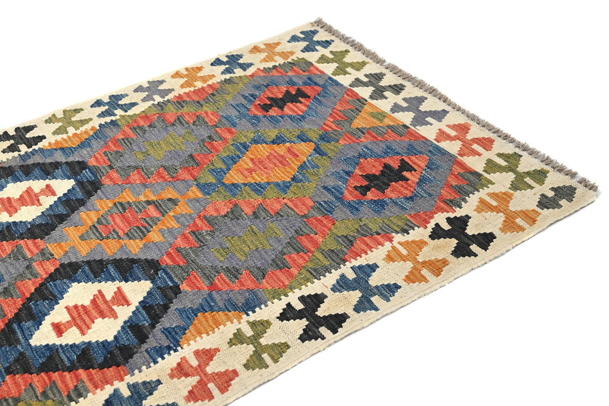 Maimana Kilim Afghan Rug – Slate Compass