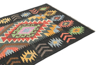 Maimana Kilim Afghan Rug – Charcoal Crest