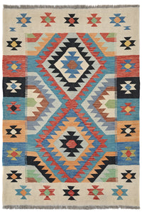 Maimana Kilim Afghan Rug – Cream Geometry