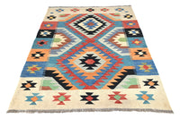 Maimana Kilim Afghan Rug – Cream Geometry