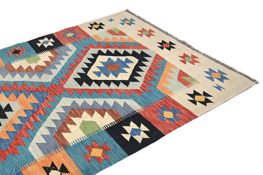 Maimana Kilim Afghan Rug – Cream Geometry