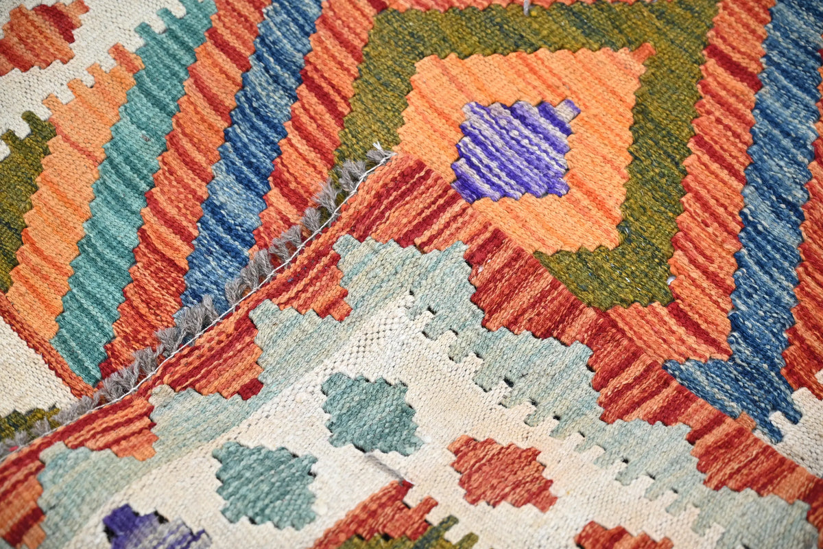 Maimana Kilim Afghan Runner Rug – Earthy Rhythm