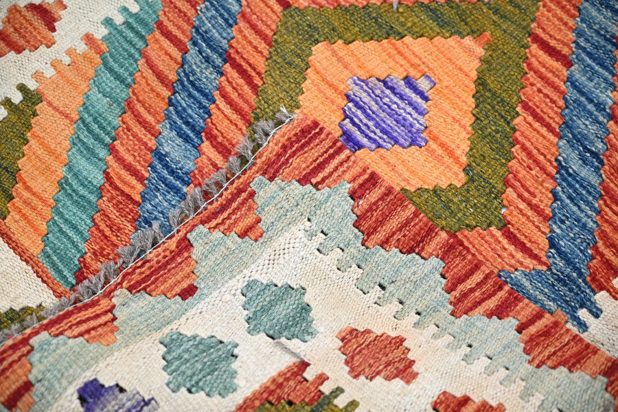 Maimana Kilim Afghan Rug – Earthy Rhythm