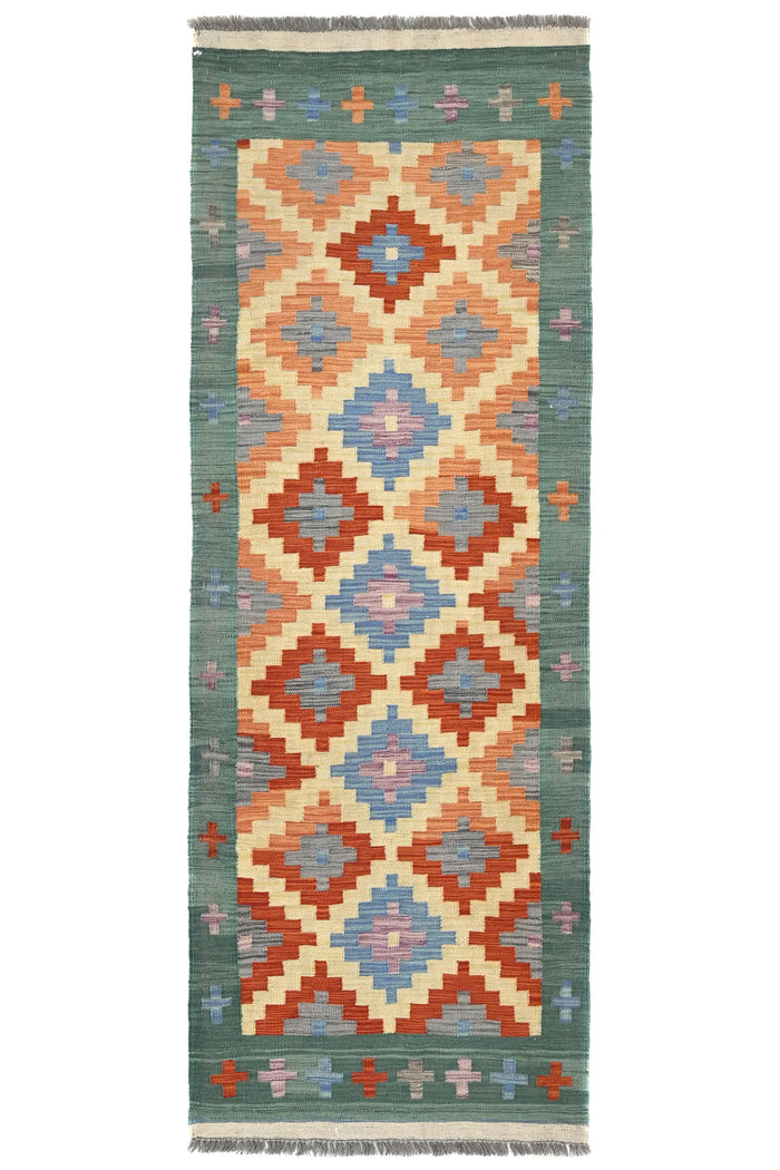 Maimana Kilim Afghan Runner Rug – Sage Bloom