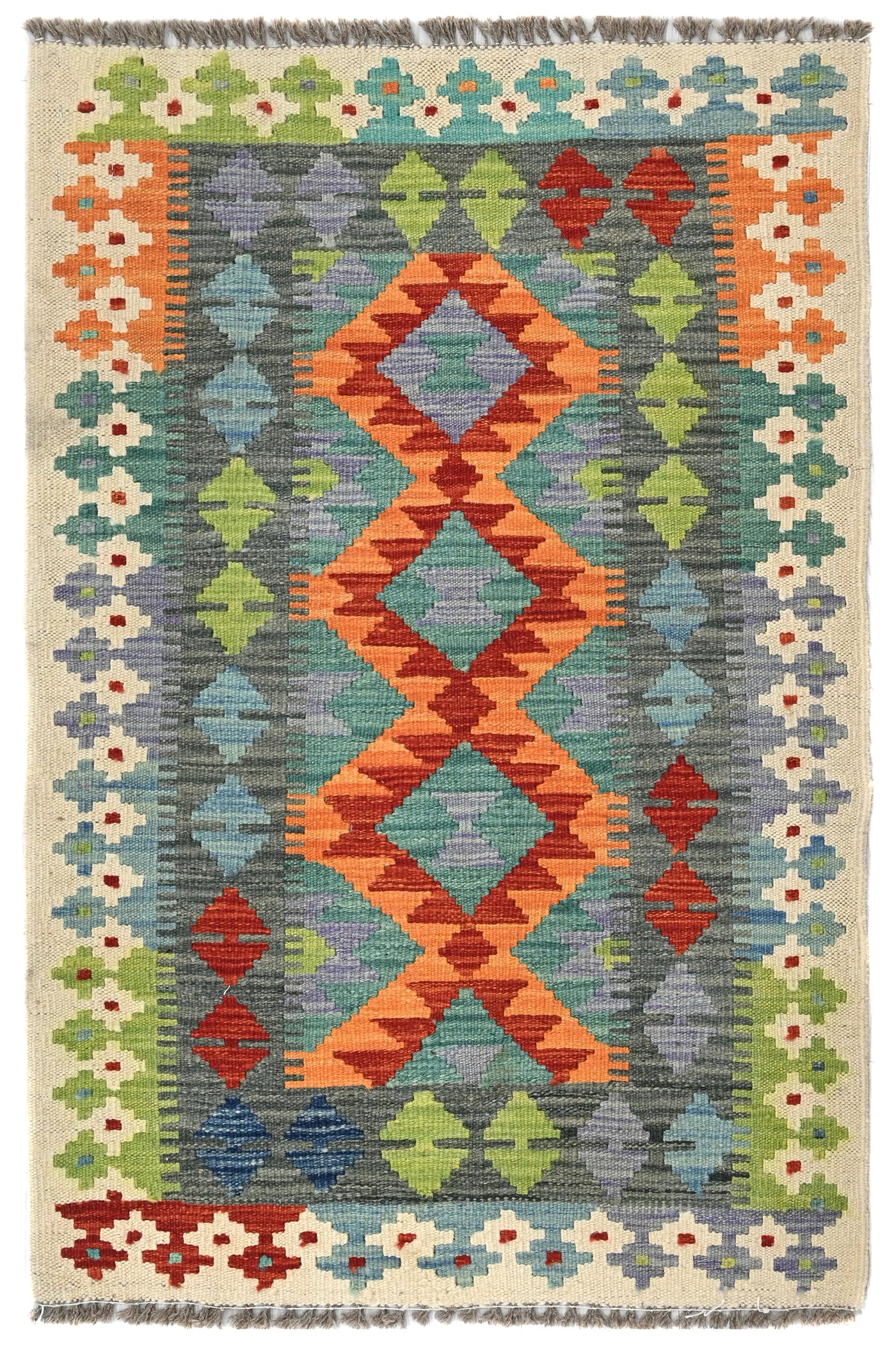 Maimana Kilim Afghan Rug – Slate Dune