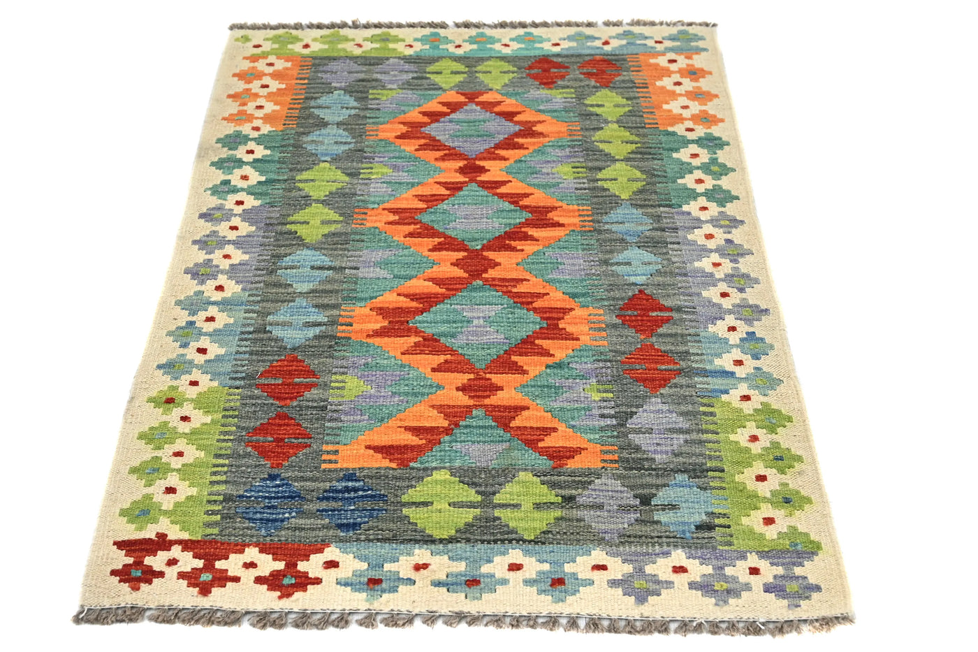 Maimana Kilim Afghan Rug – Slate Dune