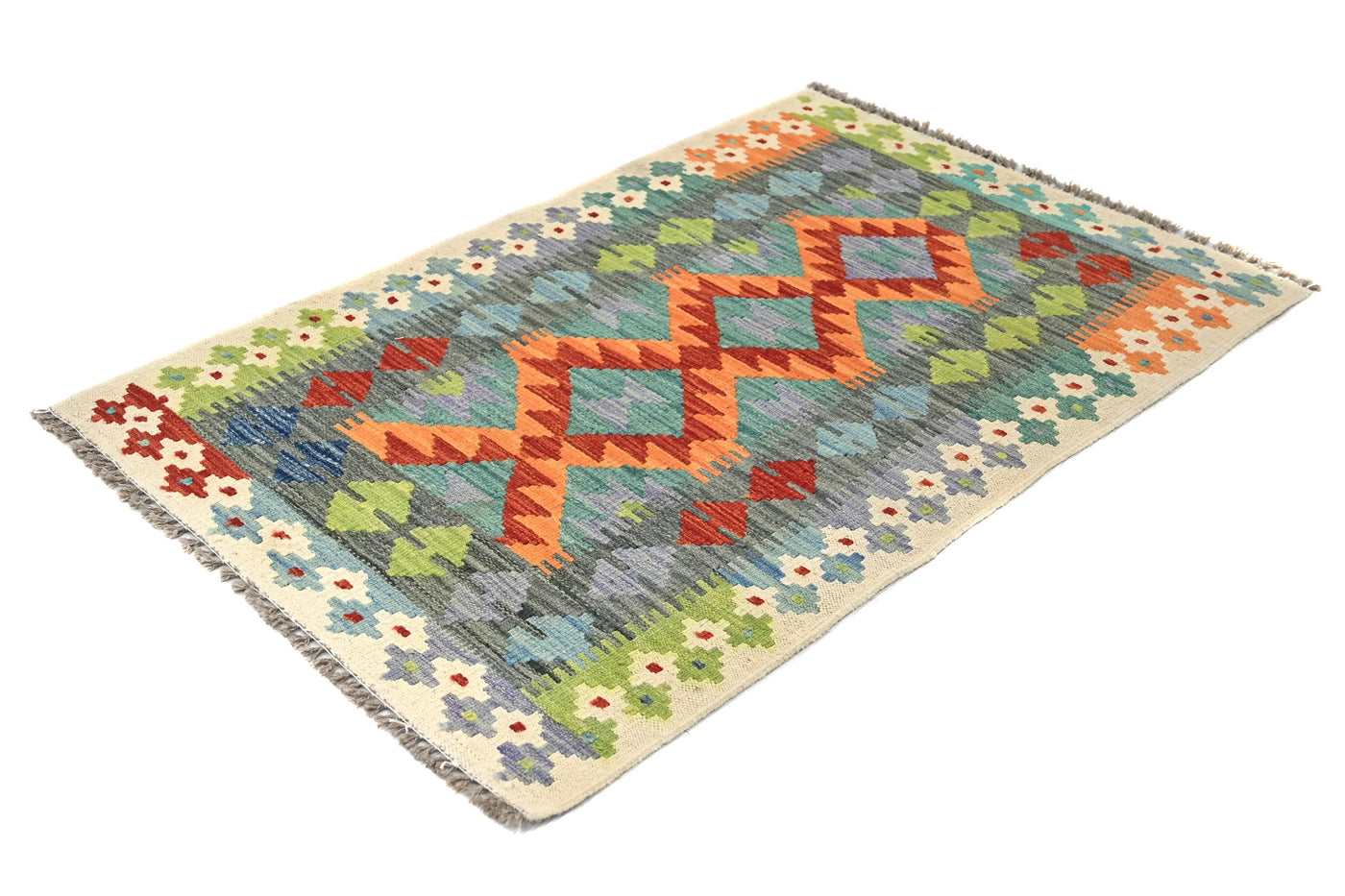 Maimana Kilim Afghan Rug – Slate Dune