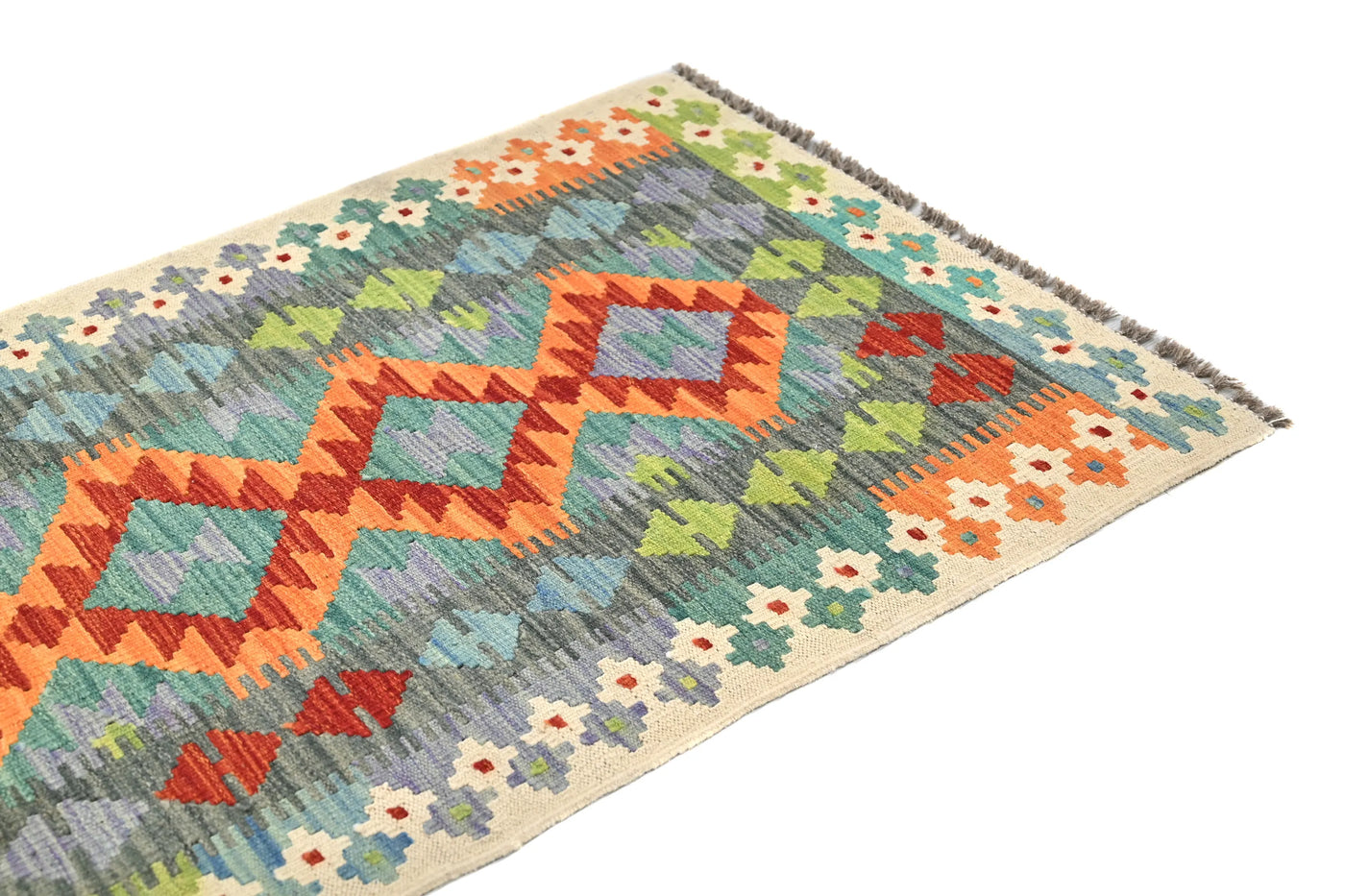 Maimana Kilim Afghan Rug – Slate Dune