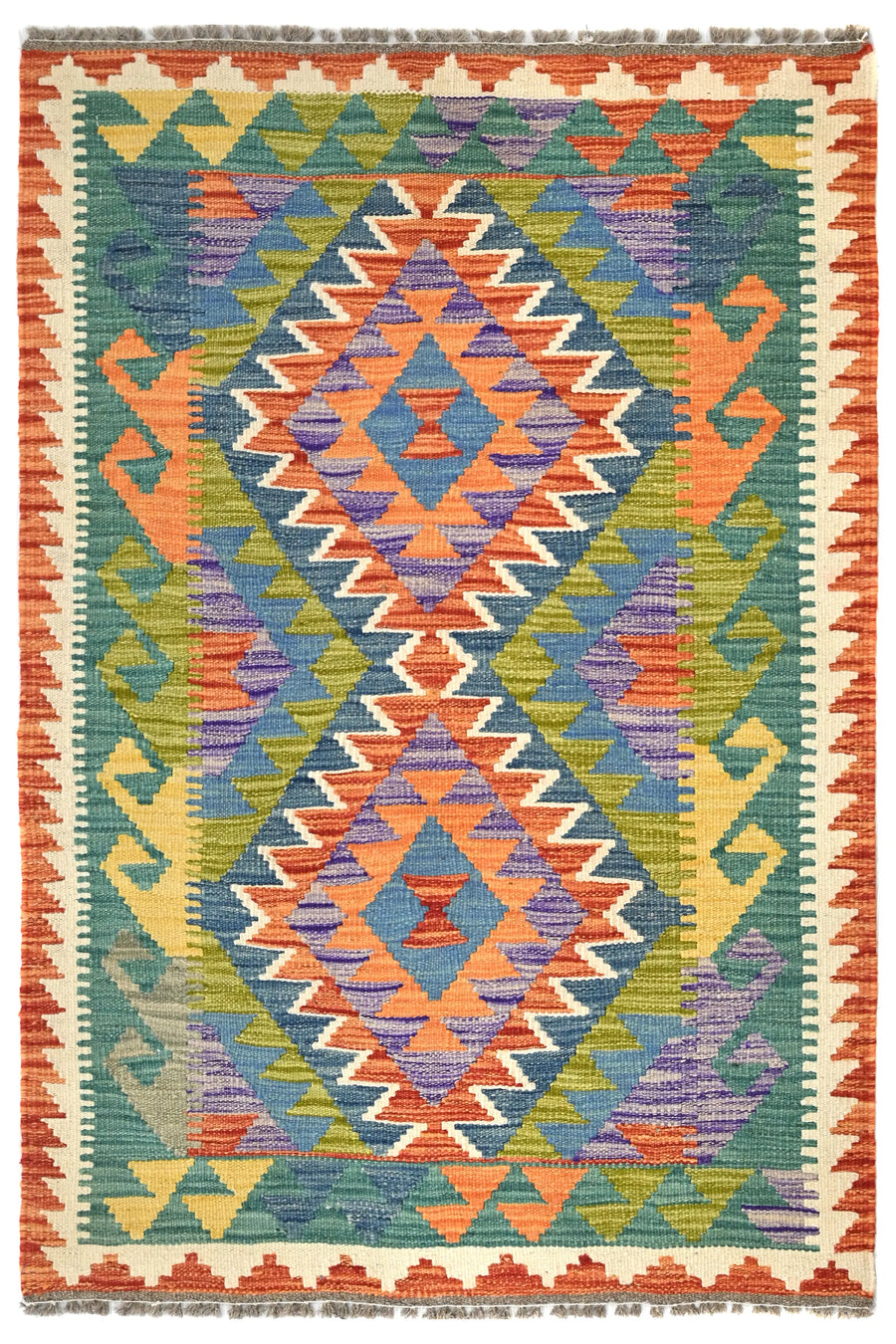Maimana Kilim Afghan Rug – Teal Whisper