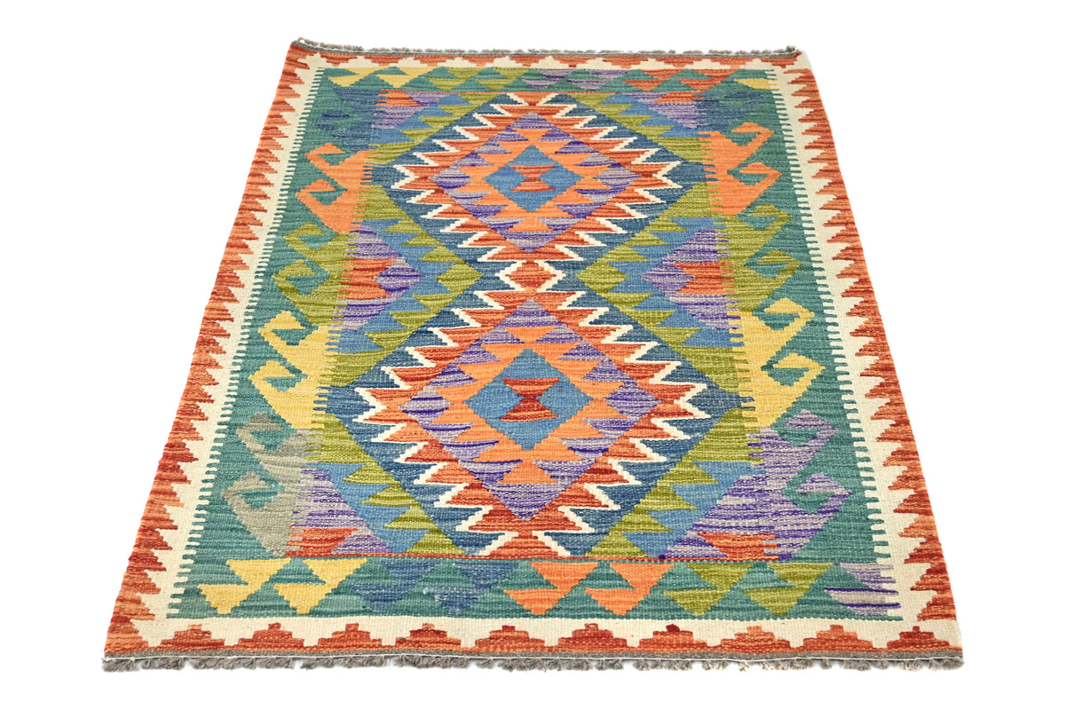 Maimana Kilim Afghan Rug – Teal Whisper
