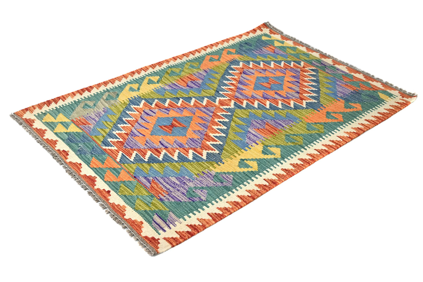 Maimana Kilim Afghan Rug – Teal Whisper
