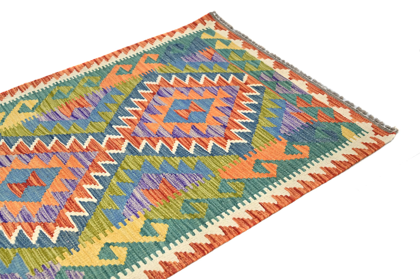 Maimana Kilim Afghan Rug – Teal Whisper