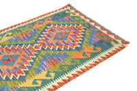 Maimana Kilim Afghan Rug – Teal Whisper