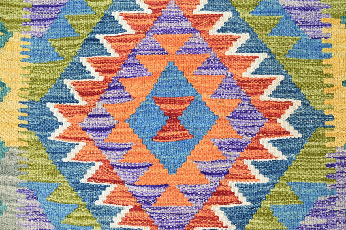 Maimana Kilim Afghan Rug – Teal Whisper