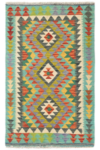 Maimana Kilim Afghan Rug – Teal Soul