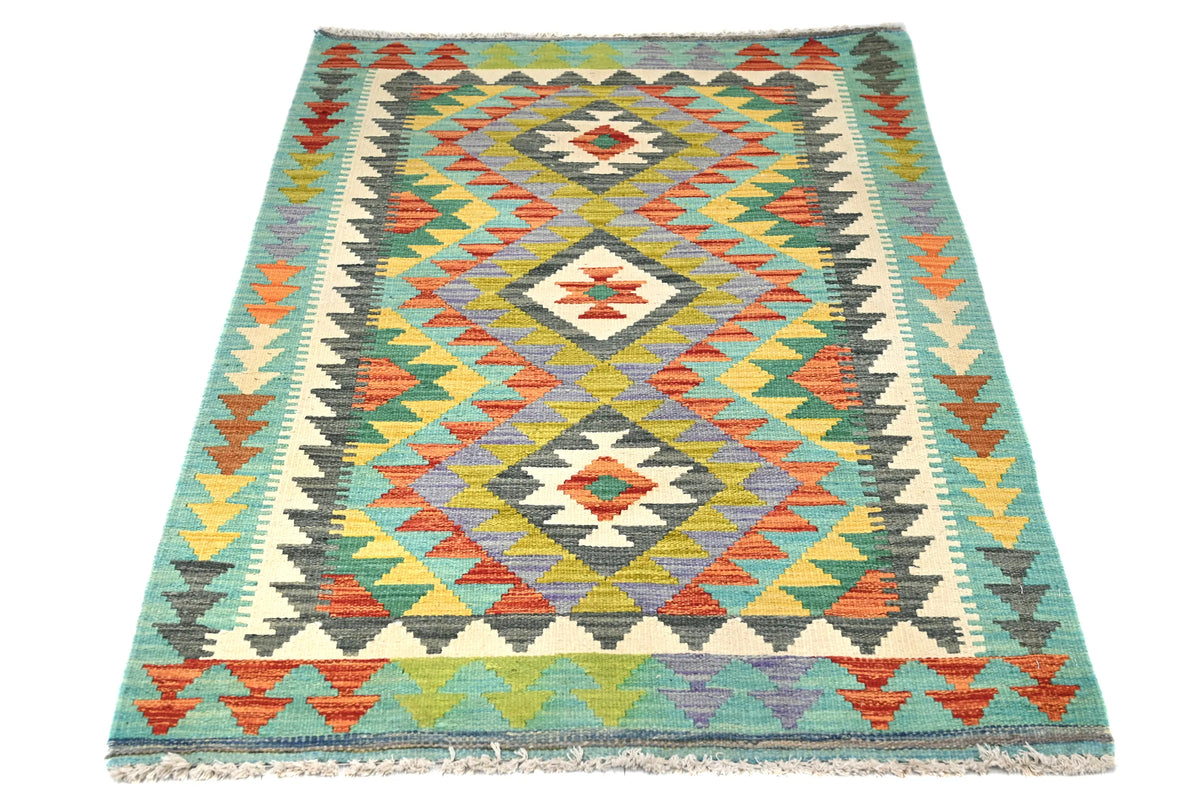 Maimana Kilim Afghan Rug – Teal Soul