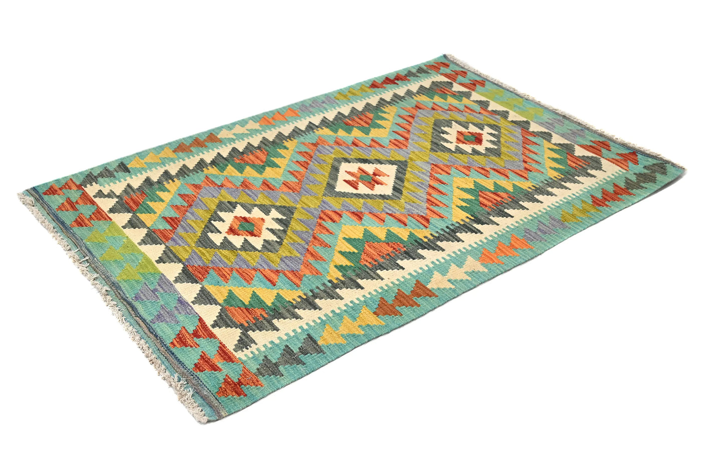 Maimana Kilim Afghan Rug – Teal Soul
