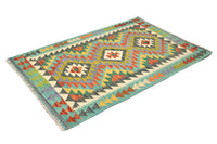 Maimana Kilim Afghan Rug – Teal Soul