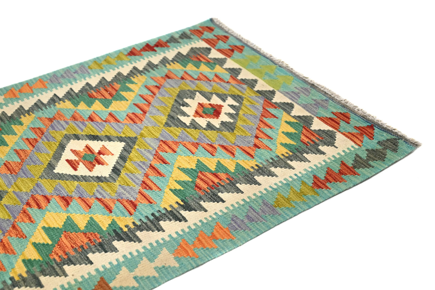 Maimana Kilim Afghan Rug – Teal Soul