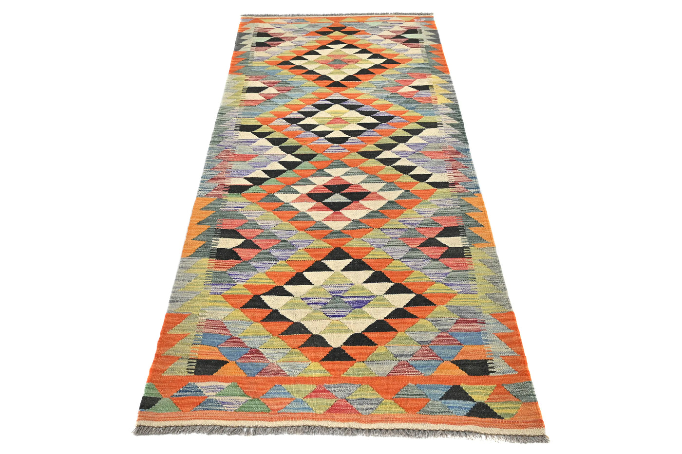 Maimana Kilim Afghan Runner Rug – Basalt Apex