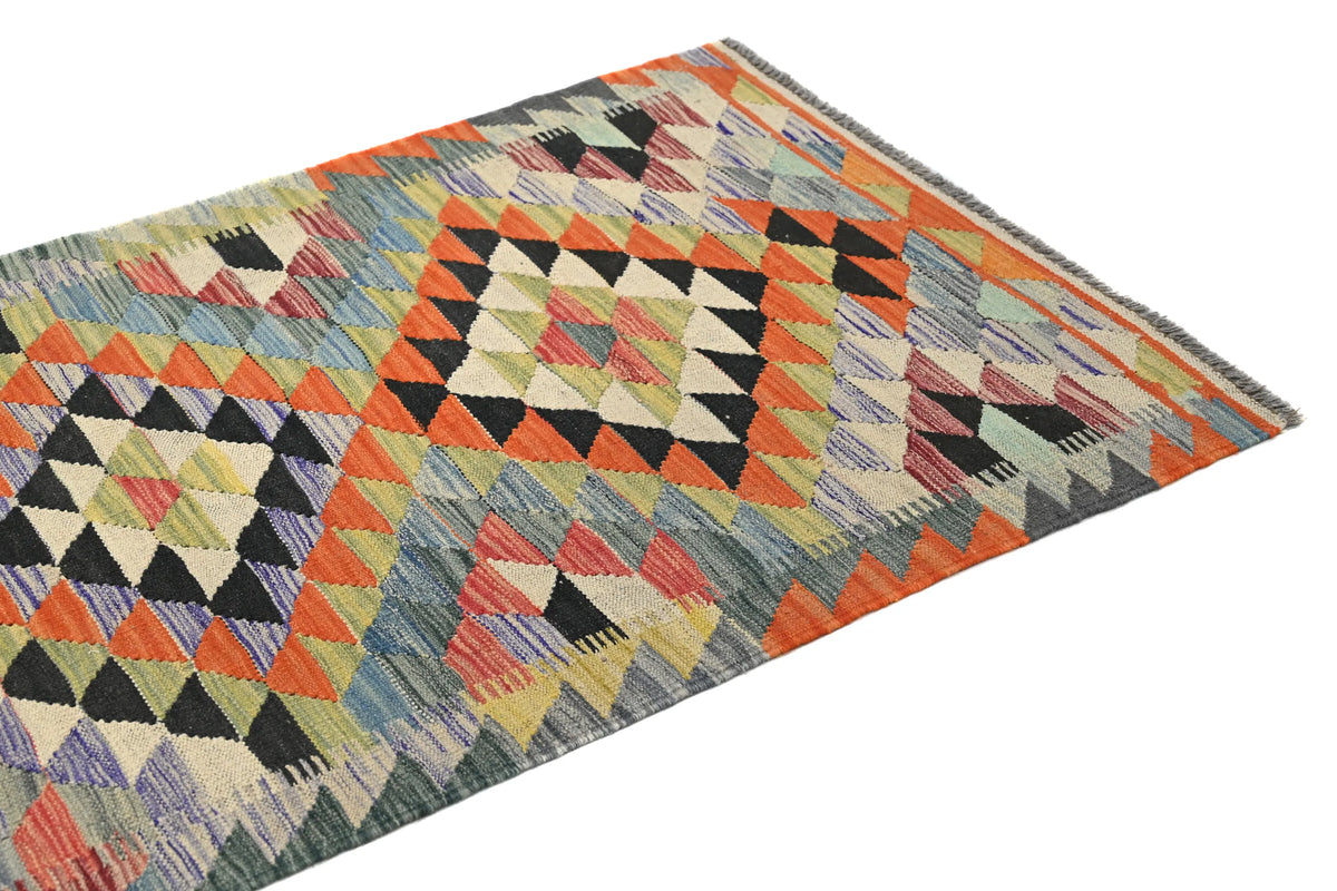 Maimana Kilim Afghan Runner Rug – Basalt Apex
