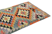 Maimana Kilim Afghan Rug – Basalt Apex