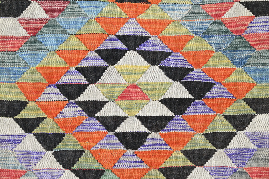 Maimana Kilim Afghan Rug – Basalt Apex
