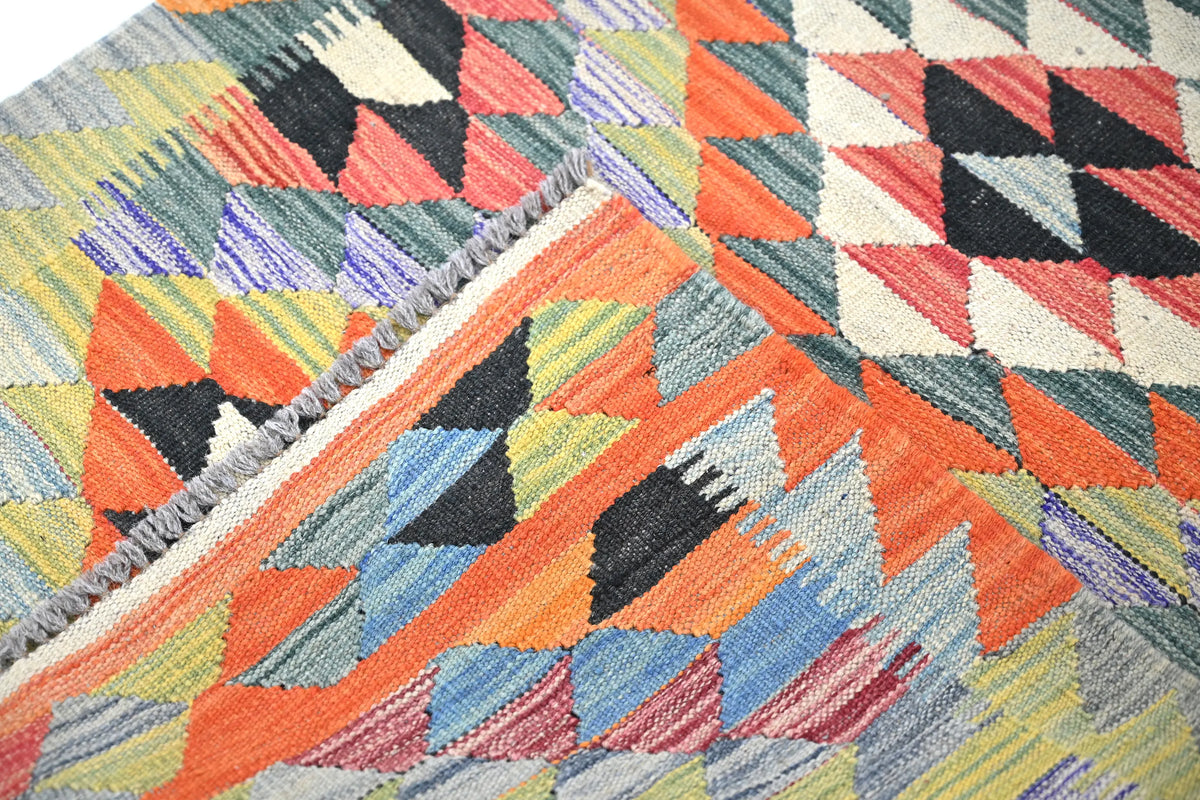 Maimana Kilim Afghan Runner Rug – Basalt Apex
