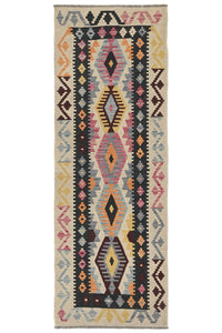 Maimana Kilim Afghan Rug – Obsidian Crest    (Size ??)
