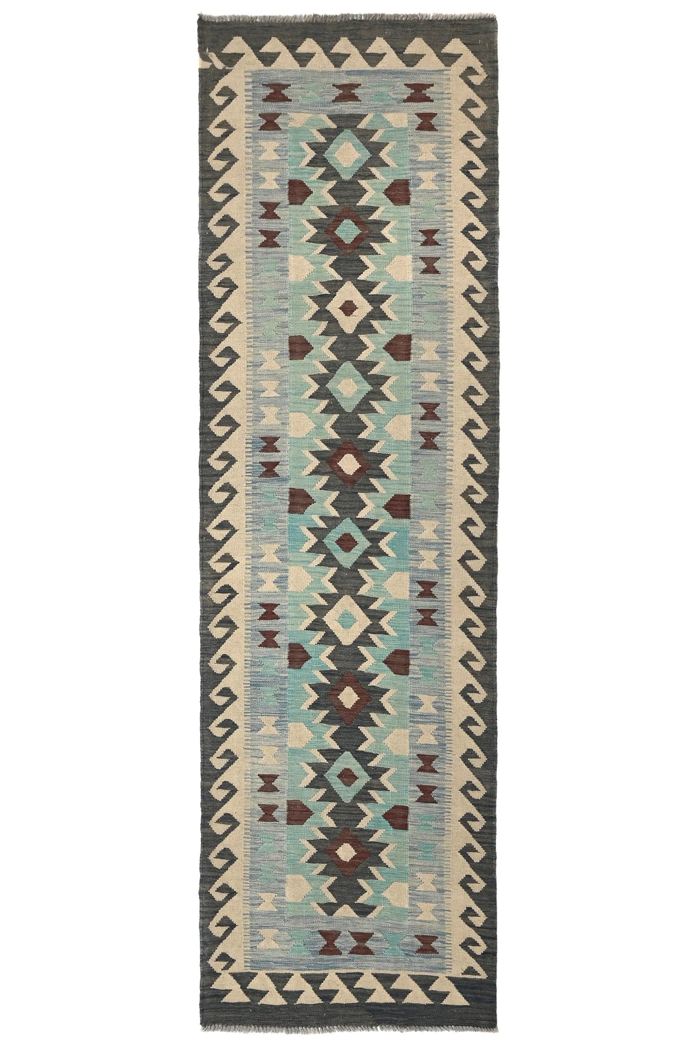 Maimana Kilim Afghan Runner Rug – Pewter Pinnacle