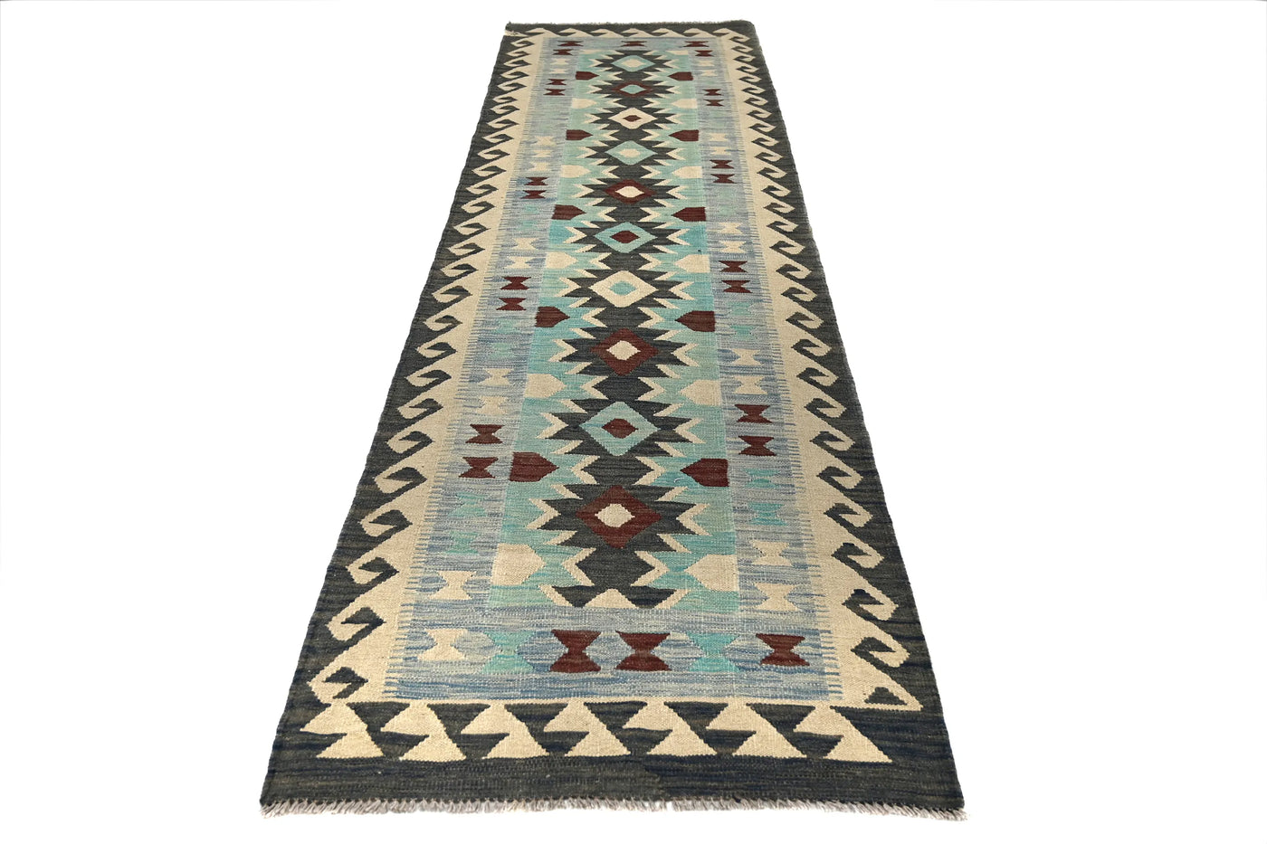Maimana Kilim Afghan Runner Rug – Pewter Pinnacle