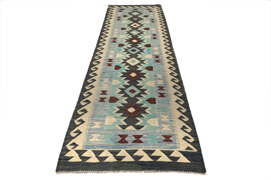 Maimana Kilim Afghan Rug – Pewter Pinnacle